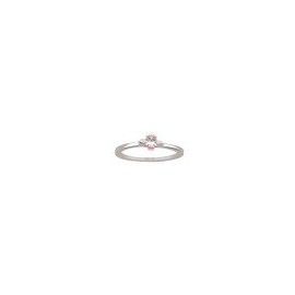 ANILLO SOLITARIO DE ORO BLANCO Y ROSA B1199 - Envío Gratuito