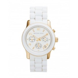 RELOJ MICHAEL KORS RUNWAY CHRONOGRAPH WHITE AND YELLOW PARA DAMA MK5145 - Envío Gratuito