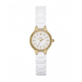 RELOJ DKNY CHAMBERS WHITE CERAMIC GOLD-TONE PARA DAMA NY2250 - Envío Gratuito