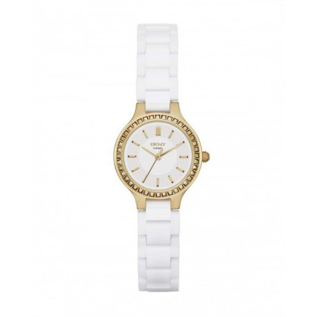 RELOJ DKNY CHAMBERS WHITE CERAMIC GOLD-TONE PARA DAMA NY2250 - Envío Gratuito