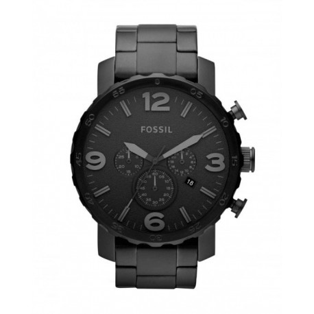 RELOJ FOSSIL NATE CHRONOGRAPH BLACK STAINLESS STEEL PARA CABALLERO JR1401 - Envío Gratuito