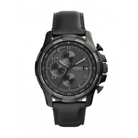 RELOJ FOSSIL CHRONOGRAPH DEAN BLACK LEATHER STRAP PARA CABALLERO FS5133 - Envío Gratuito