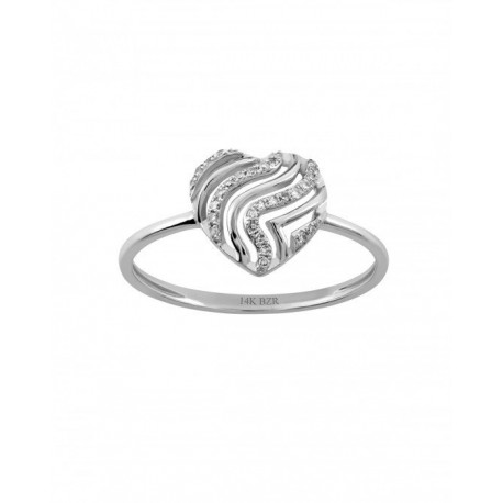 ANILLO DE CORAZÓN EN ORO BLANCO CON DIAMANTES 12386Q-WD4WT - Envío Gratuito