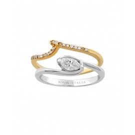 ANILLO DE ORO BLANCO Y AMARILLO CON BRILLANTES Y DIAMANTE MARQUIZ B2440 - Envío Gratuito