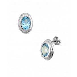 ARETES DE ORO BLANCO CON TOPACIO B1069B-E - Envío Gratuito