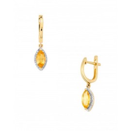 ARETES DE ORO AMARILLO DE CON DIAMANTES Y CITRINA 10334W-CT4YV