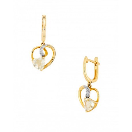 ARETES DE CORAZÓN EN ORO AMARILLO CON DIAMANTE Y OLIVINA 13040W-LQ4YT - Envío Gratuito