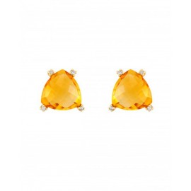 ARETES DE ORO AMARILLO CON DIAMANTE Y CITRINA SP058C-E - Envío Gratuito