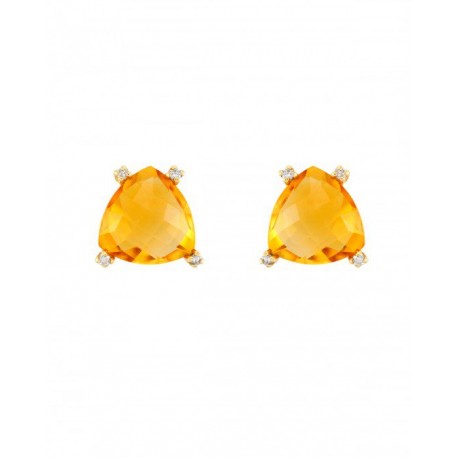 ARETES DE ORO AMARILLO CON DIAMANTE Y CITRINA SP058C-E - Envío Gratuito