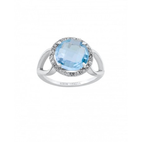 ANILLO DE ORO BLANCO CON TOPACIO AZUL Y BRILLANTES SP1549BBT - Envío Gratuito