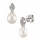 ARETES DE ORO BLANCO CON DIAMANTES Y PERLA 14324W-WPWV - Envío Gratuito