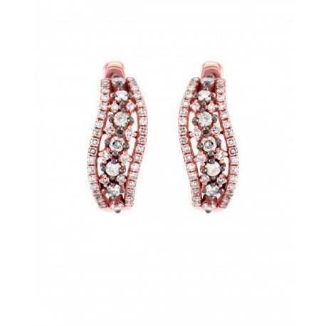 ARETES DE ORO ROSA CON DIAMANTE BLANCO Y DIAMANTE CAFÉ 15440W-BD4RV - Envío Gratuito