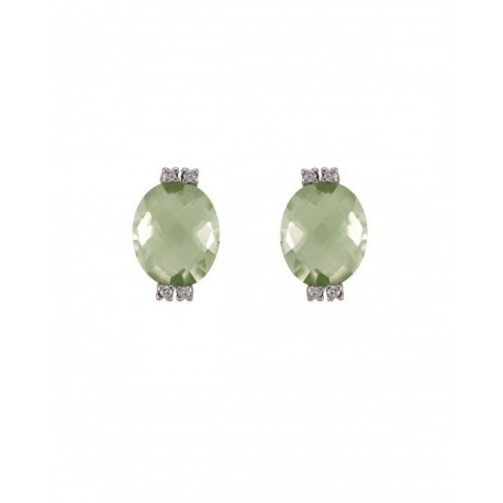 ARETES DE ORO BLANCO CON DIAMANTES Y TOPACIO LIMÓN SP054L-E - Envío Gratuito