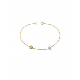 BRAZALETE DE ORO AMARILLO CON DIAMANTES Y PERIDOTO 14989B-PO4YV - Envío Gratuito