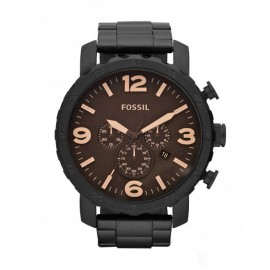 RELOJ FOSSIL NATE CHRONOGRAPH BLACK STAINLESS STEEL PARA CABALLERO JR1356 - Envío Gratuito