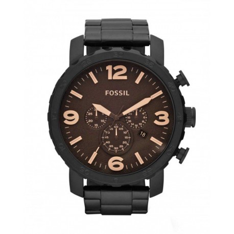 RELOJ FOSSIL NATE CHRONOGRAPH BLACK STAINLESS STEEL PARA CABALLERO JR1356 - Envío Gratuito