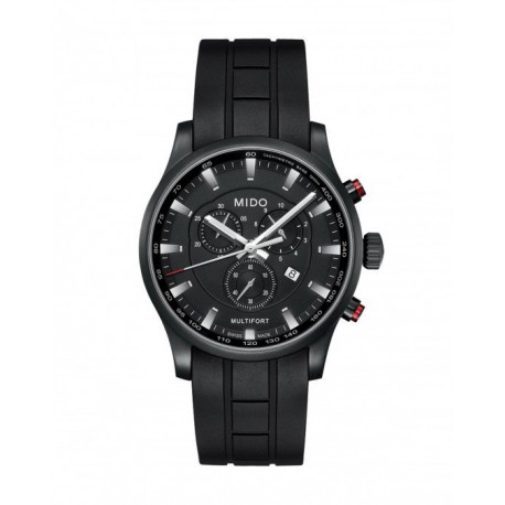 RELOJ MIDO MULTIFORT CHRONOGRAPH BLACK DIAL BLACK RUBBER PARA CABALLERO M0054173705120 - Envío Gratuito