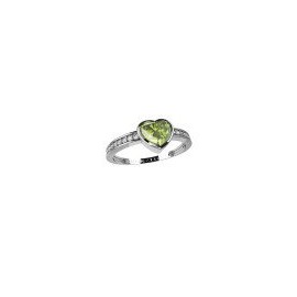 ANILLO DE CORAZÓN EN ORO BLANCO CON DIAMANTES Y PERIDOTO 13058Q-PO4WV - Envío Gratuito