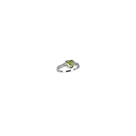 ANILLO DE CORAZÓN EN ORO BLANCO CON DIAMANTES Y PERIDOTO 13058Q-PO4WV - Envío Gratuito