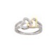 ANILLO DE CORAZÓN EN ORO BLANCO Y AMARILLO CON DIAMANTES RF8465WY - Envío Gratuito