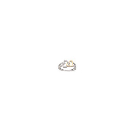 ANILLO DE CORAZÓN EN ORO BLANCO Y AMARILLO CON DIAMANTES RF8465WY - Envío Gratuito