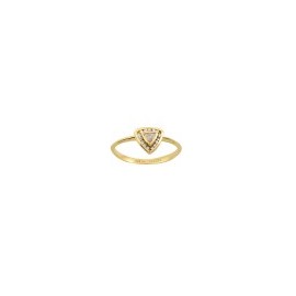 ANILLO DE ORO AMARILLO CON BRILLANTES Y DIAMANTE TRIANGULAR B1654 - Envío Gratuito