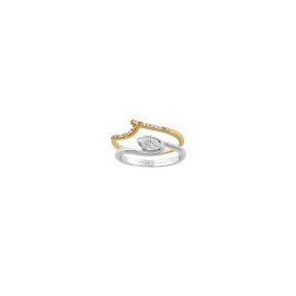 ANILLO DE ORO BLANCO Y AMARILLO CON BRILLANTES Y DIAMANTE MARQUIZ B2440 - Envío Gratuito