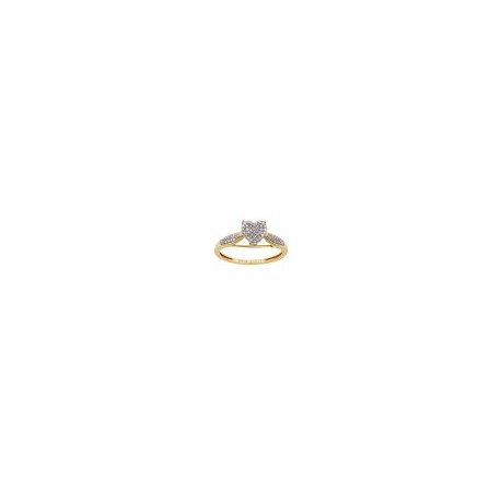 ANILLO DE CORAZÓN EN ORO AMARILLO CON DIAMANTADO PLATINADO CON DIAMANTES L39006 - Envío Gratuito