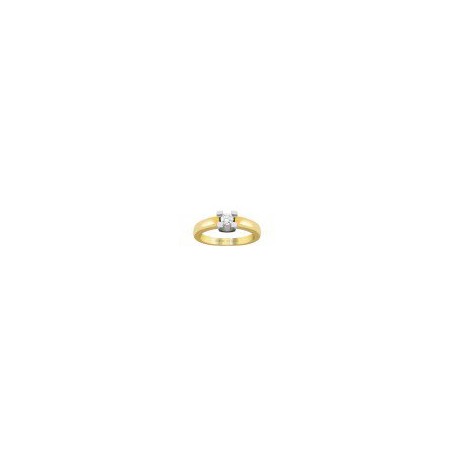 ANILLO DE ORO AMARILLO Y BLANCO CON DIAMANTE 814BIC-25 - Envío Gratuito