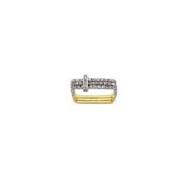 ANILLO DE ORO BLANCO Y AMARILLO CON BRILLANTES B097 - Envío Gratuito