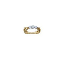 ANILLO DE ORO AMARILLO Y BLANCO CON BRILLANTES B2418C - Envío Gratuito