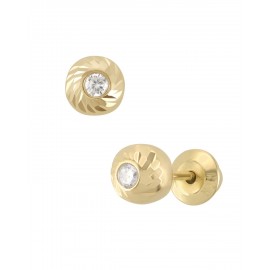 BROQUELES DE ORO AMARILLO CON ZIRCONIA BZR23932-Y - Envío Gratuito