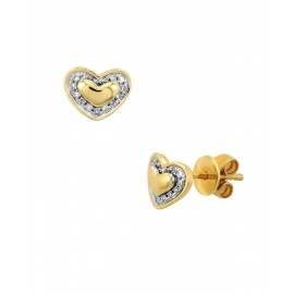 BROQUELES DE CORAZÓN EN ORO AMARILLO CON DIAMANTES 11730W-WD4YT - Envío Gratuito