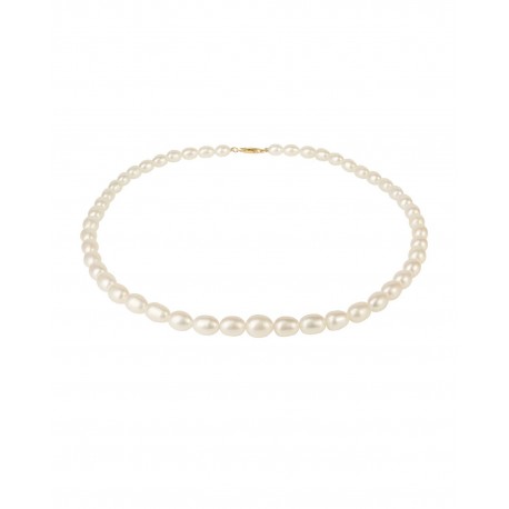 COLLAR DE PERLAS CON ORO AMARILLO BN008 - Envío Gratuito