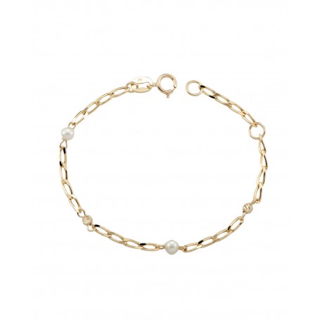 PULSERA PARA NIÑA EN ORO AMARILLO CON PERLAS PU71024 - Envío Gratuito