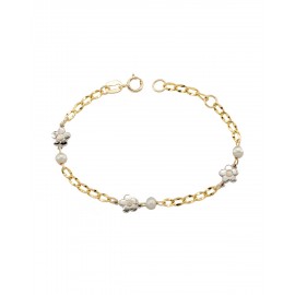 PULSERA PARA NIÑA EN ORO AMARILLO Y BLANCO CON PERLAS PU07129