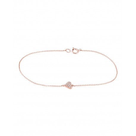 PULSERA DE CORAZÓN EN ORO ROSA CON DIAMANTES 12017L-WD4RT - Envío Gratuito