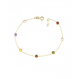 PULSERA DE ORO AMARILLO CON PIEDRA DE COLORES EKBL00003-Y2 - Envío Gratuito