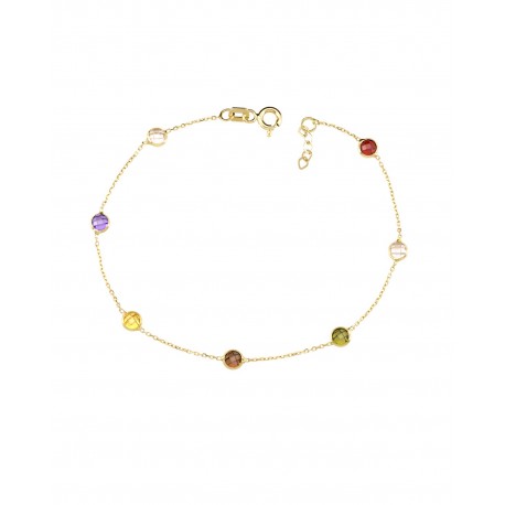 PULSERA DE ORO AMARILLO CON PIEDRA DE COLORES EKBL00003-Y2 - Envío Gratuito