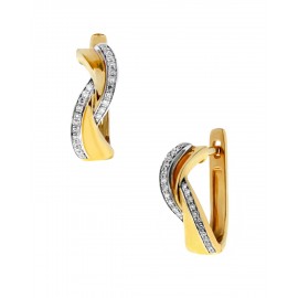 ARETES DE ORO AMARILLO Y BLANCO CON DIAMANTES 15762W-WD4YV - Envío Gratuito