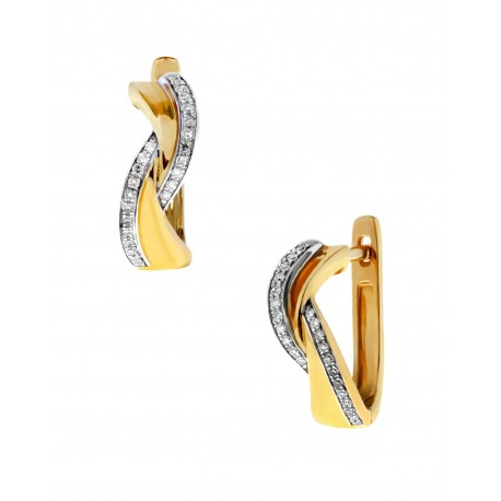 ARETES DE ORO AMARILLO Y BLANCO CON DIAMANTES 15762W-WD4YV - Envío Gratuito