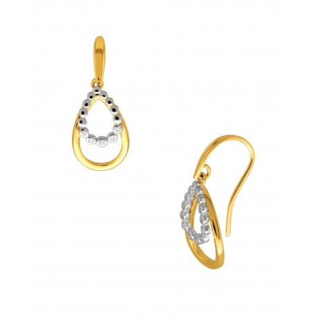 ARETES DE ORO BICOLOR CON ZIRCONIAS CA057A-YW - Envío Gratuito